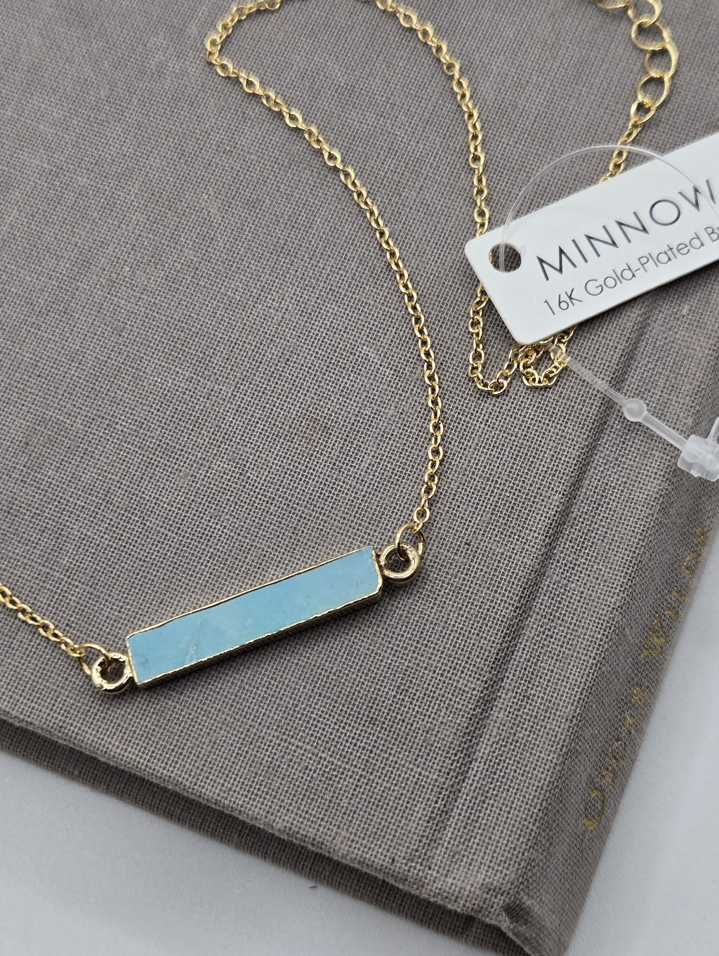 Gold Dainty Electroplated Turquoise Charm Necklace Boutique Brand 16k Plated